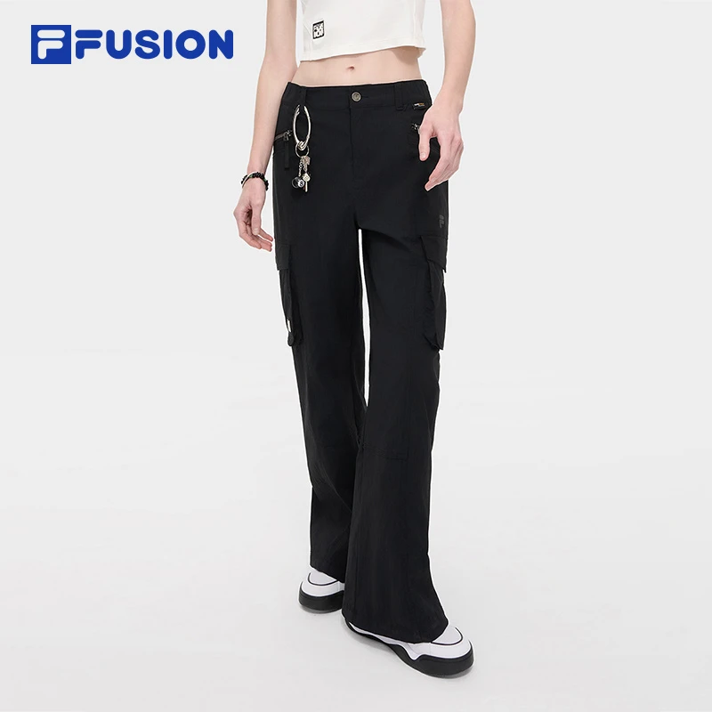 /斐乐女款秋季百搭潮流舒适运动裤中腰宽松弹力时尚阔腿裤