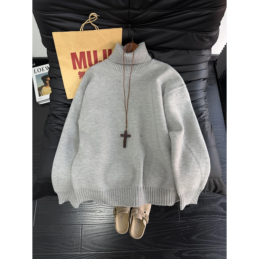 高领毛衣男女款秋冬季加绒加厚高级感氛围感外套百搭内搭针织衫潮