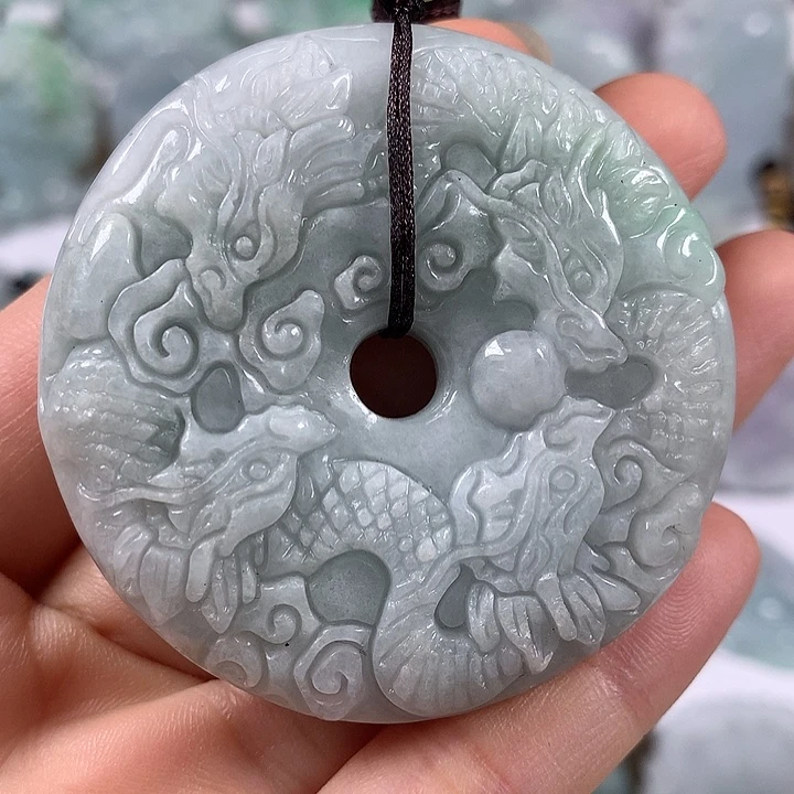 颈饰未镶嵌翡翠九龙扣两面工艺福利