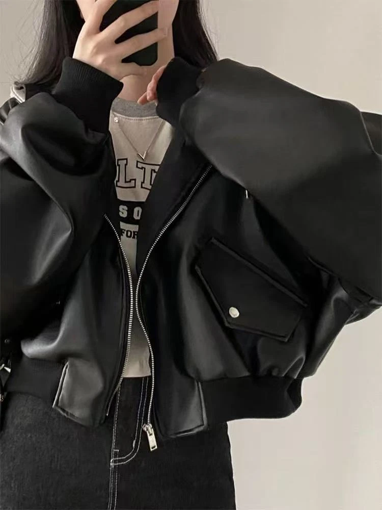 8A-12#韩版时尚设计感皮衣外套【直播间为准】衣长45/C7-1
