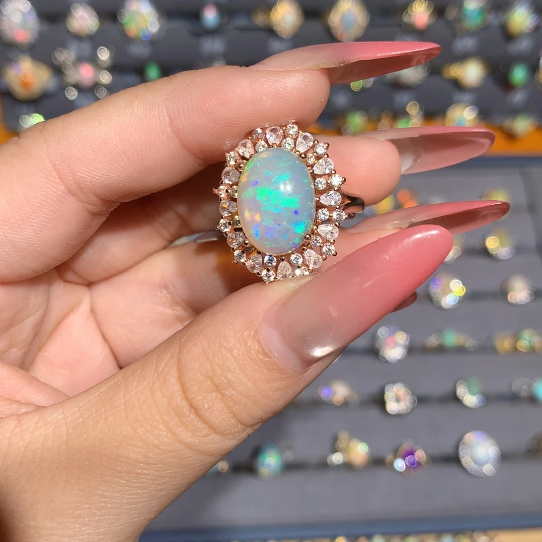 银S925镶嵌欧泊欧泊戒指l