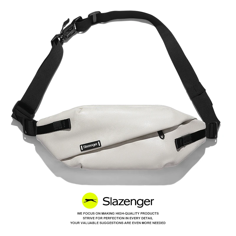 Slazenger/史莱辛格潮牌PU斜挎包男机车胸包男女情侣百搭单肩包