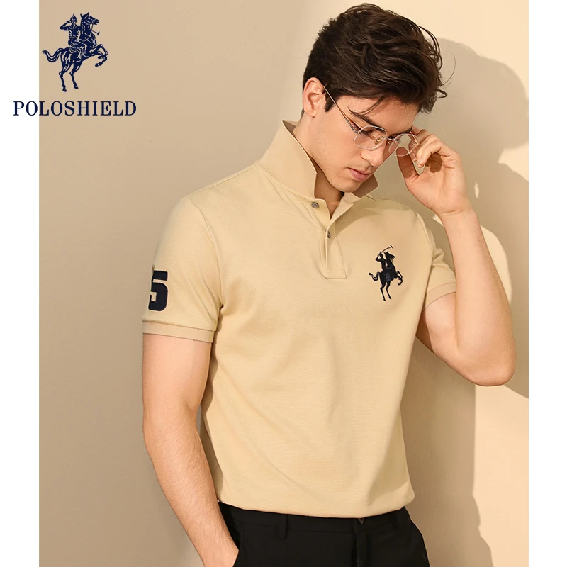 POLOSHIELD男士纯棉翻领t恤短袖男款爆款高级polo衫2025新款透气
