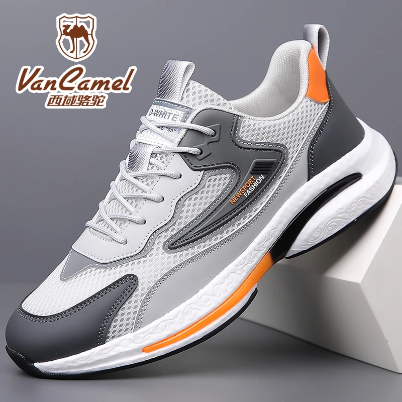 VANCAMEL/西域骆驼正品网面透气运动休闲鞋软底男轻便跑步鞋夏季