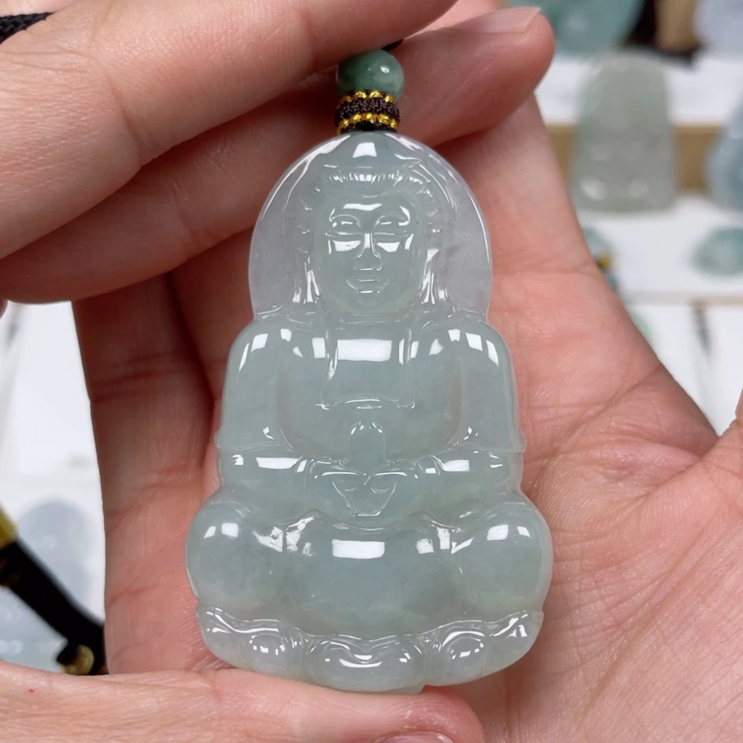 翡翠颈饰未镶嵌天然翡翠A货观音43号