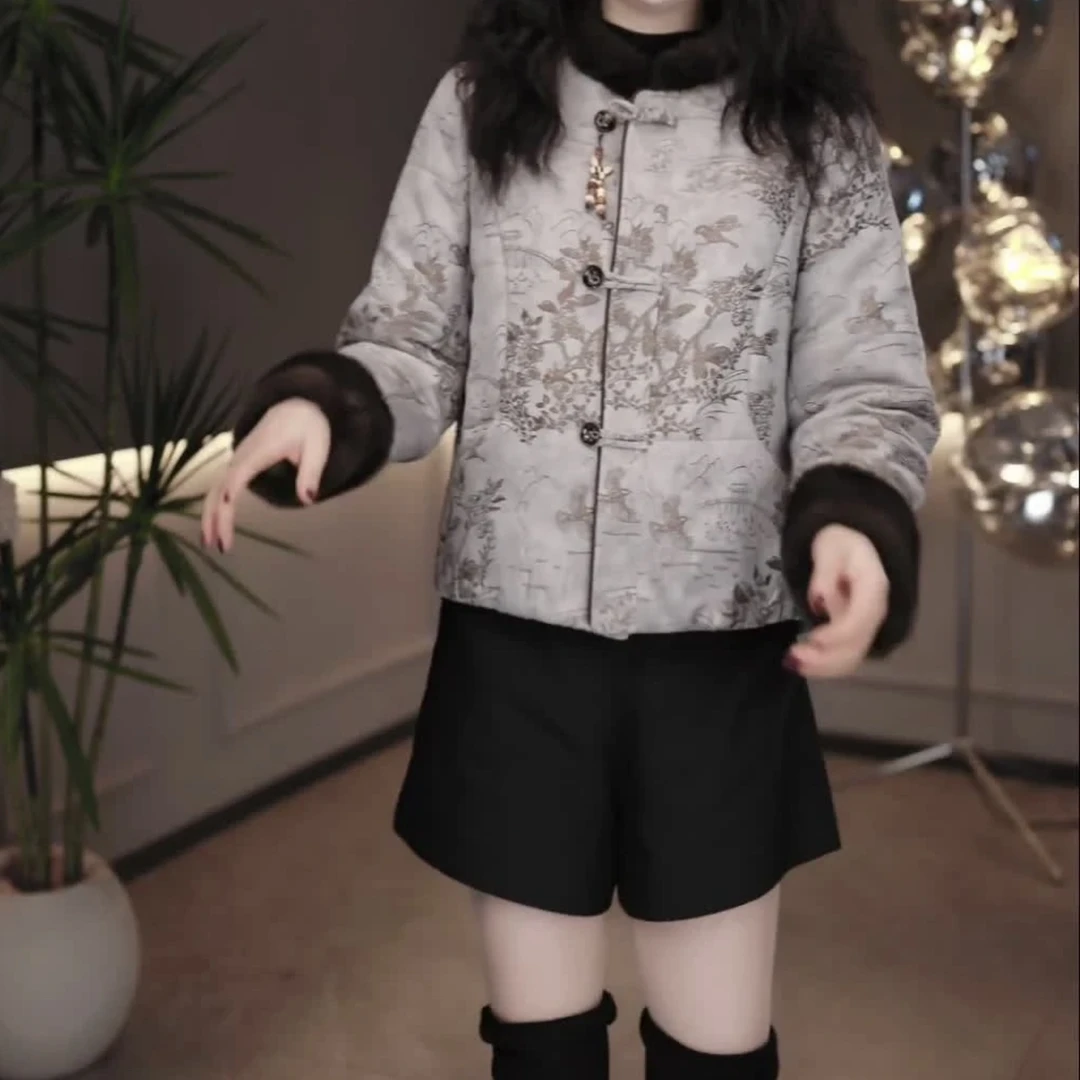 【外套】2025冬季新款加厚新中式国风提花贵气显瘦百搭保暖棉外套