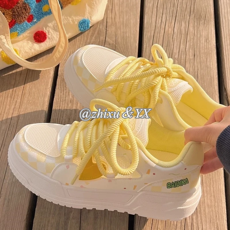 网面透气小白鞋新款爆款厚底百搭chic阔腿裤休闲潮牌面包鞋子