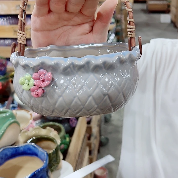 有孔，凑10元包邮陶瓷花盆发货！