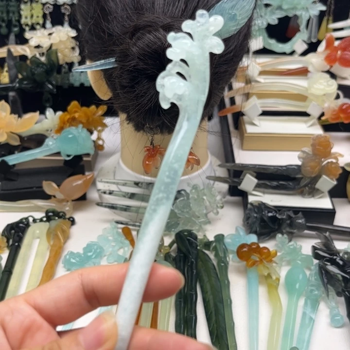 蛇纹石玉合金发簪发簪