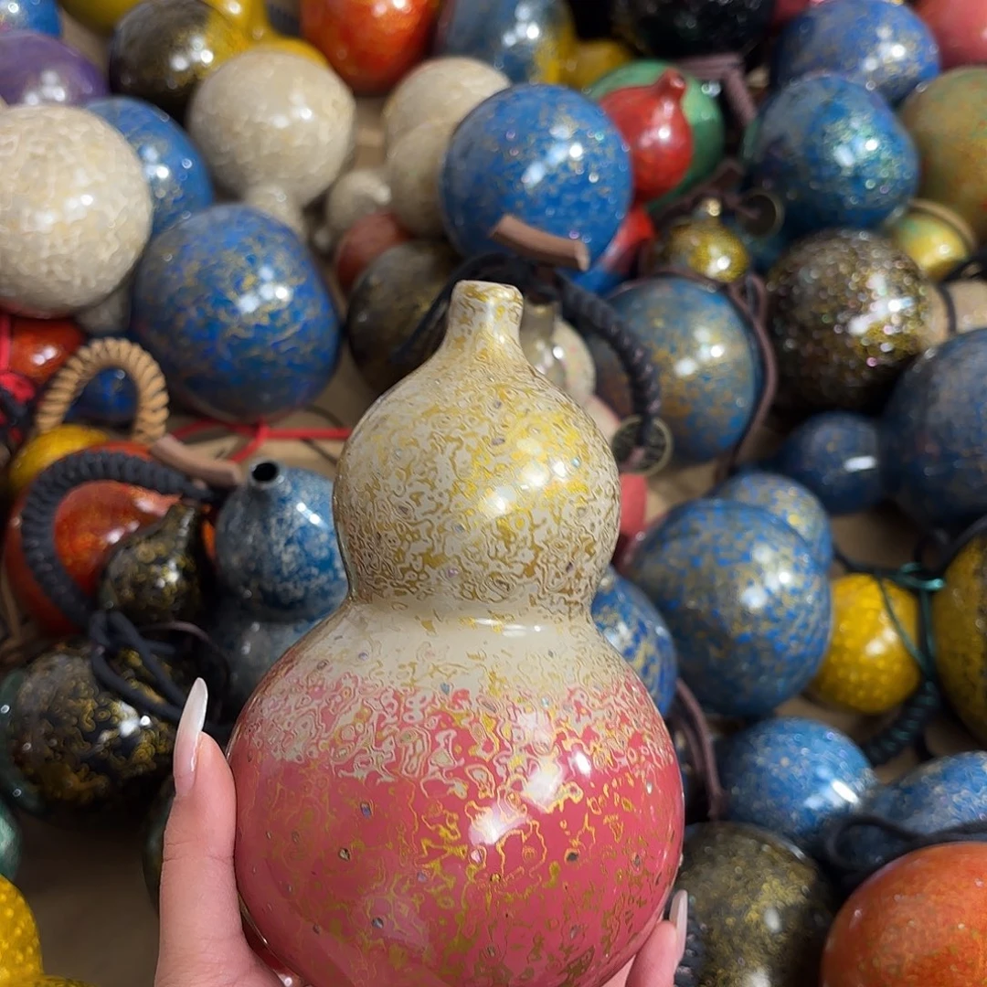 大漆粉白葫芦酒葫芦