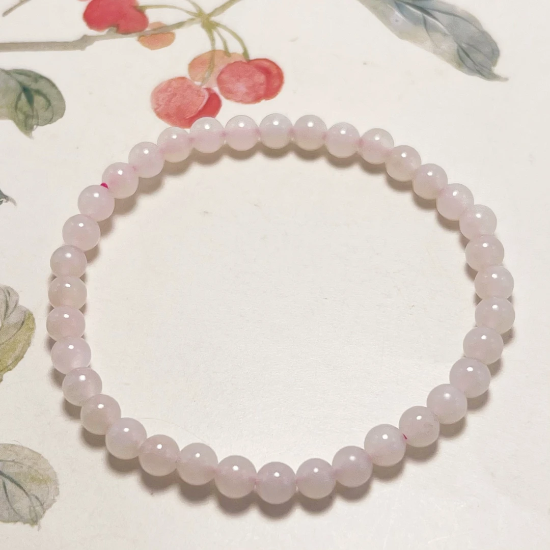 【粉雾】和田玉藕粉素圈手串5mm（多样性发其一）