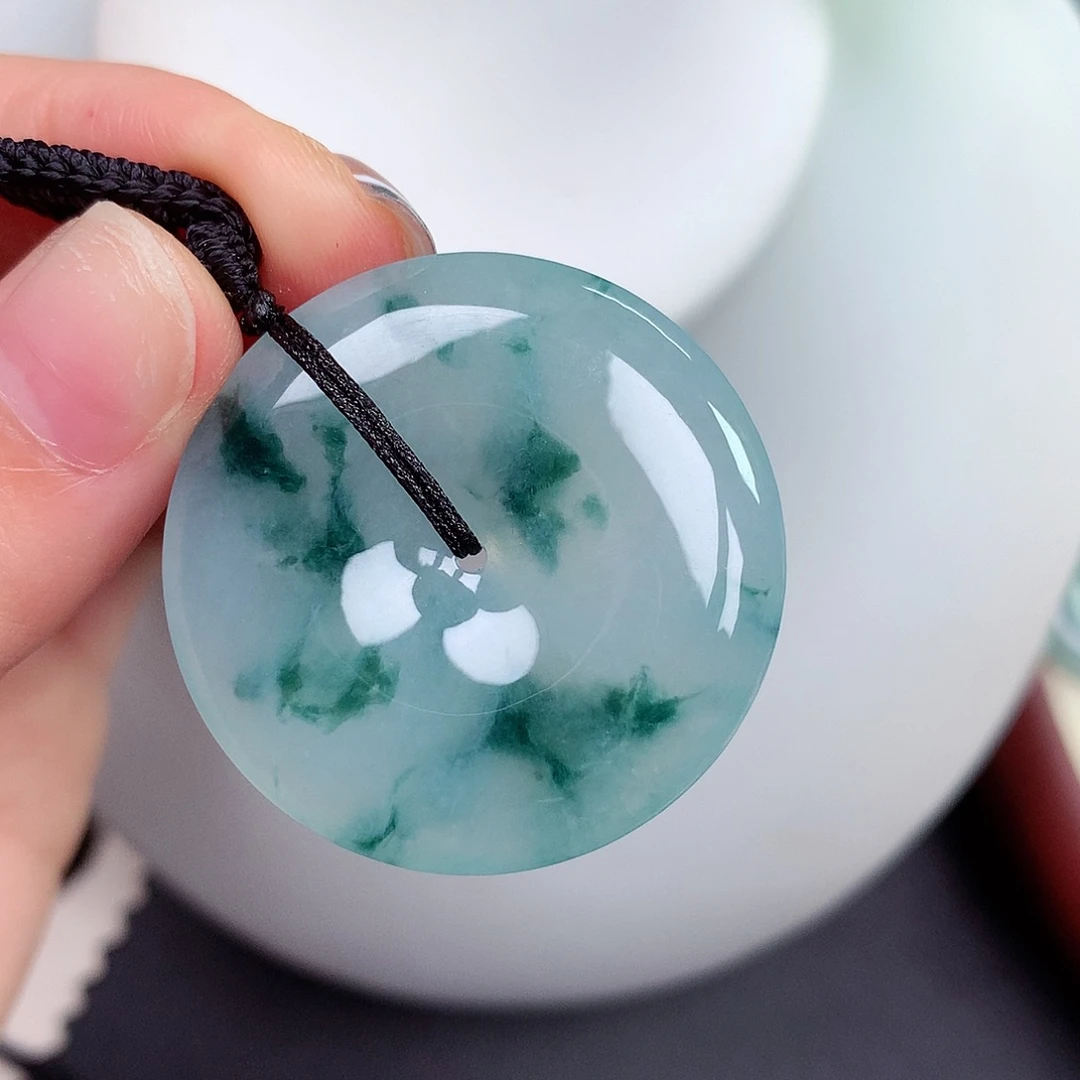 翡翠未镶嵌颈饰平安扣 34.8-6.2mm
