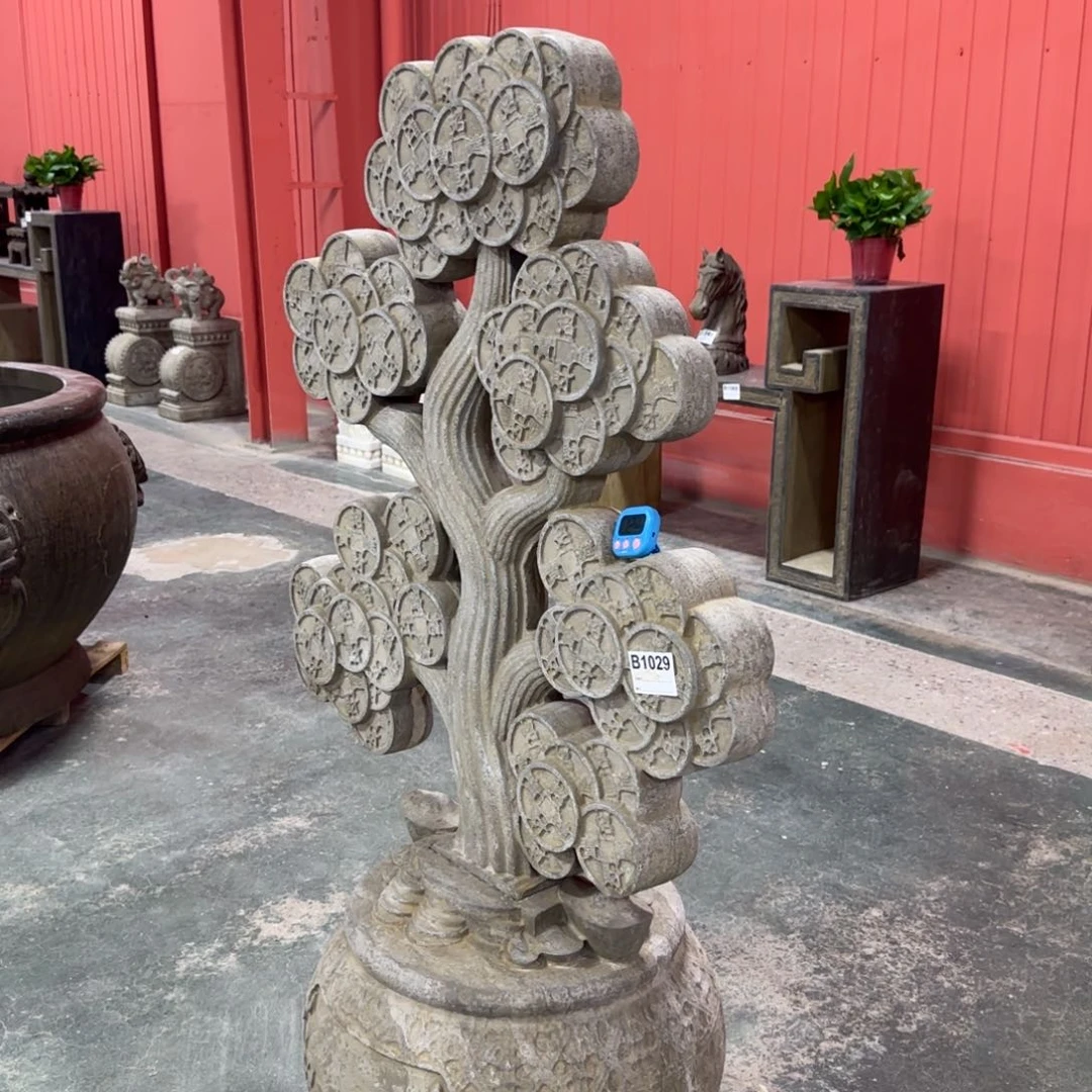 英***3砖雕青石材质招财树