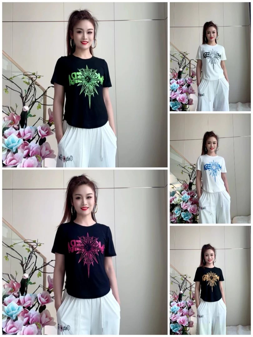 CX夏季5112新款印花修身显瘦简约短袖上衣