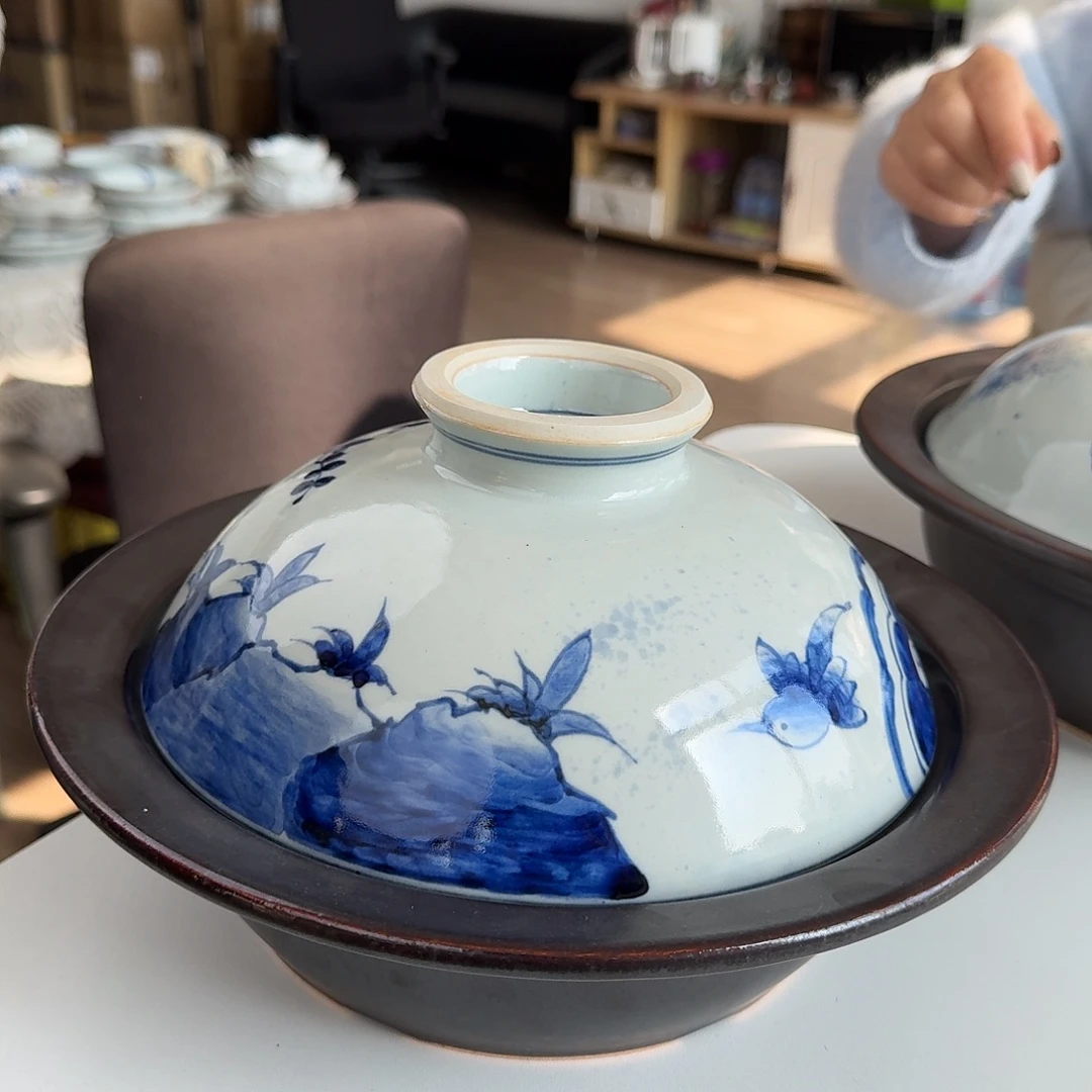 瓷伊万里烧花鸟砂锅小号