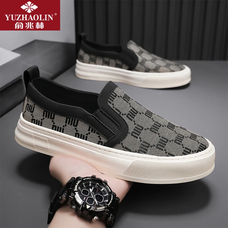 俞兆林帆布男鞋秋冬透气软底运动休闲懒人一脚蹬板鞋老北京布鞋