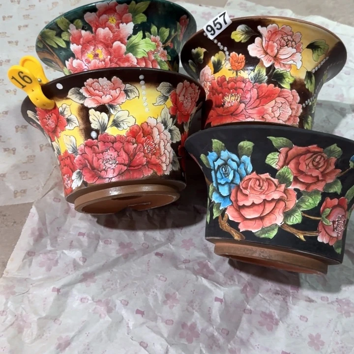 林***D紫砂花盆景德镇陶瓷