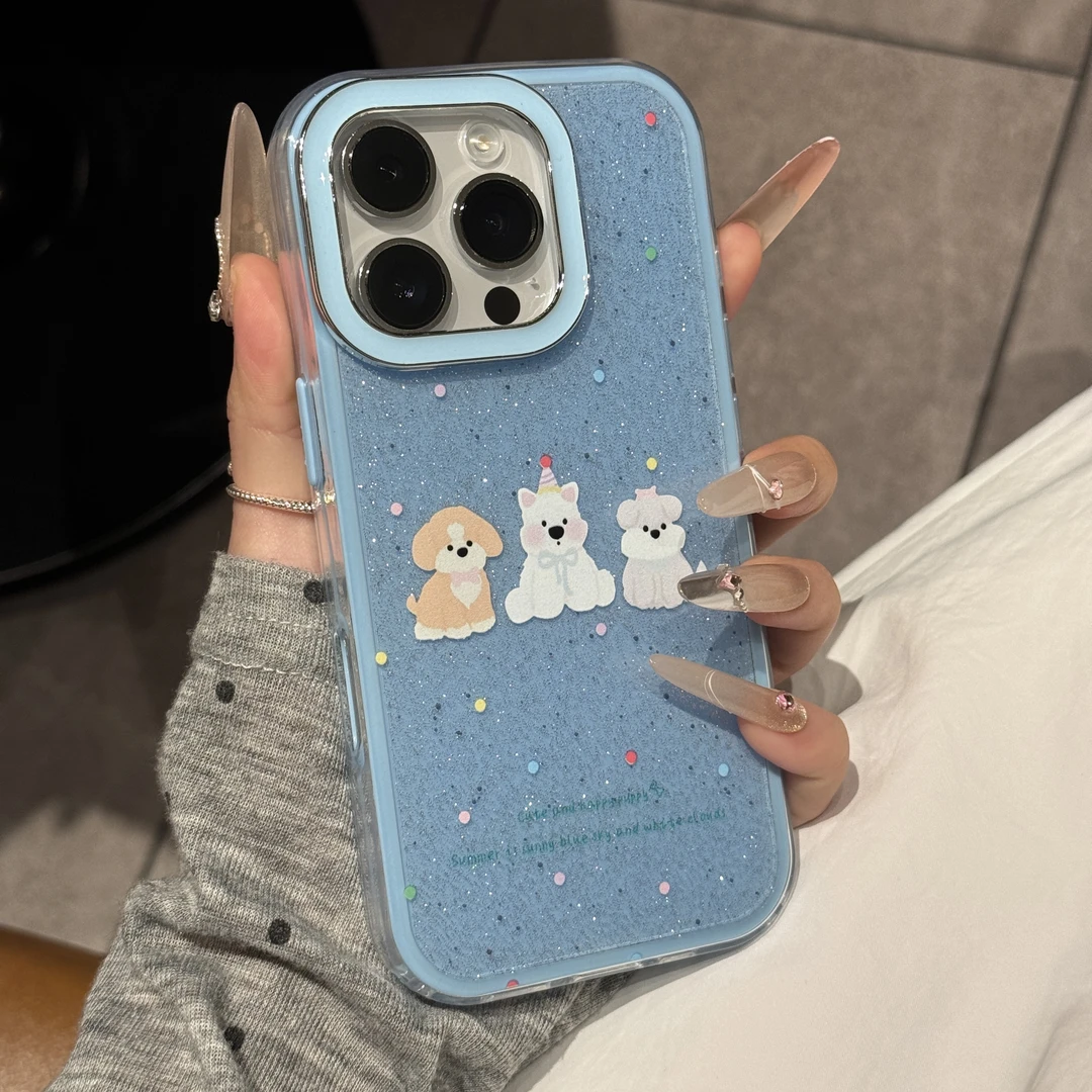 ins高颜值趣味波点小狗适用苹果16手机壳iPhone15promax可爱14/13