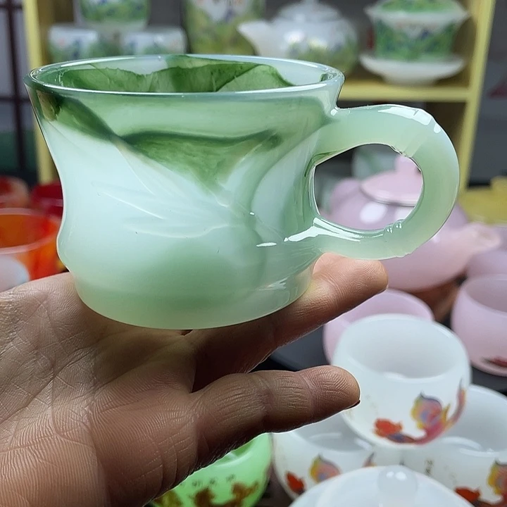 琉璃手工艺品玉瓷琉璃竹节杯