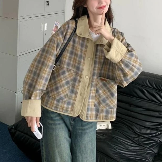 大码两面穿外套女春秋宽松舒适时尚新款休闲百搭夹克上衣韩系短款