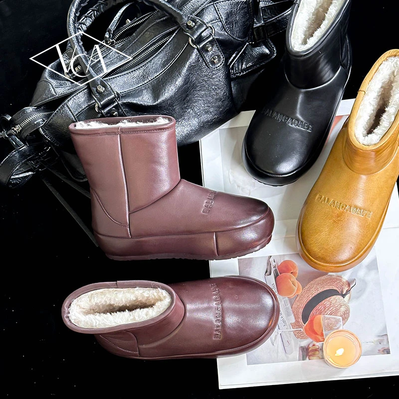 秋冬新款巴家雪地靴皮包底马皮雪地靴欧美风轻便洋气女靴M662