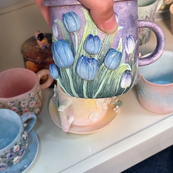 摆件陶景德镇手绘瓷器高温釉下彩