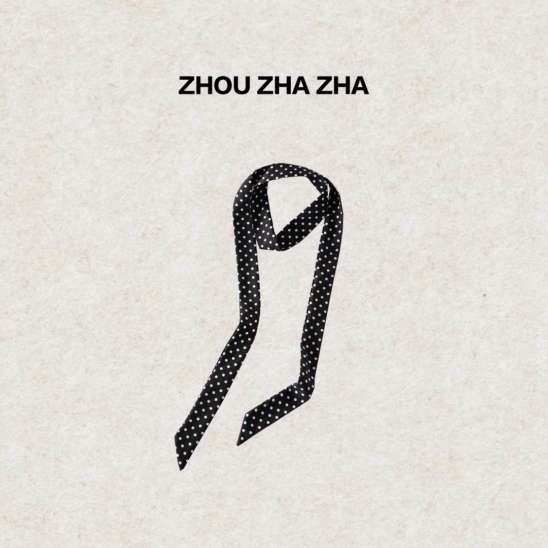 【周炸炸】波点飘带长领巾装饰丝巾#688111