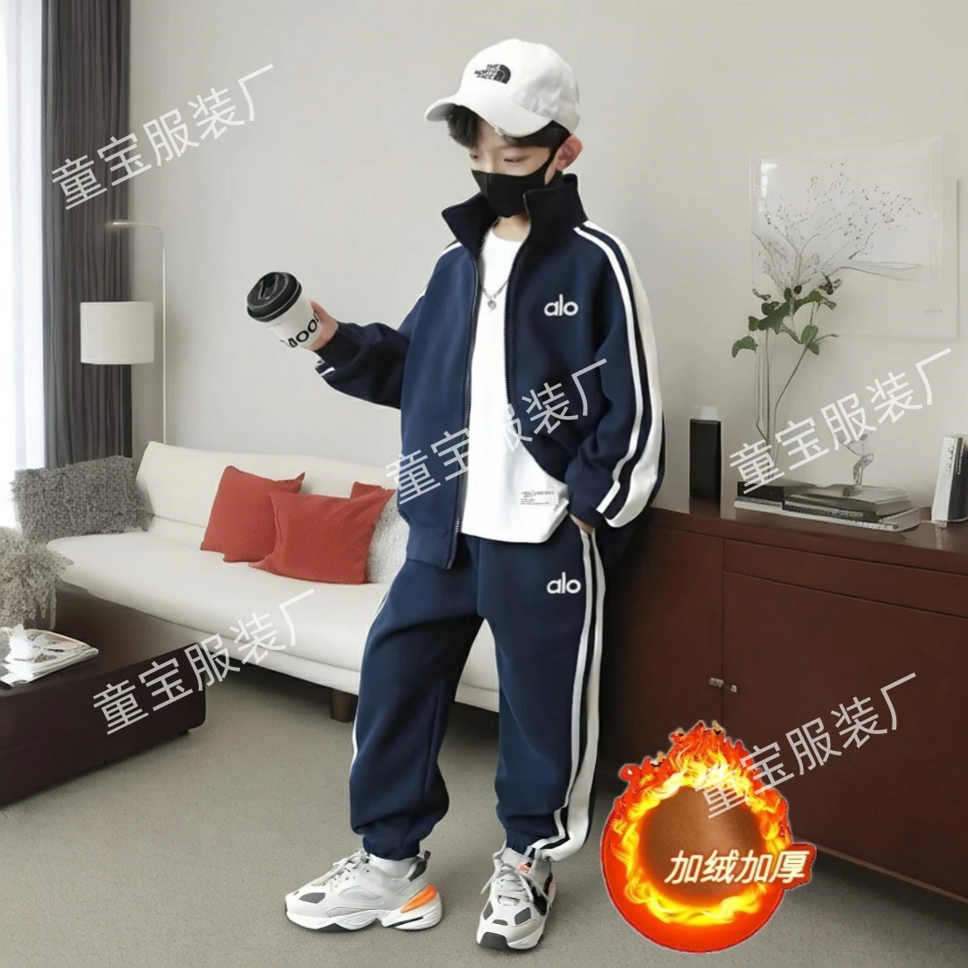 【加绒套装】秋冬加厚保暖精梳棉亲子装男女童奥粒绒休闲运动两件套