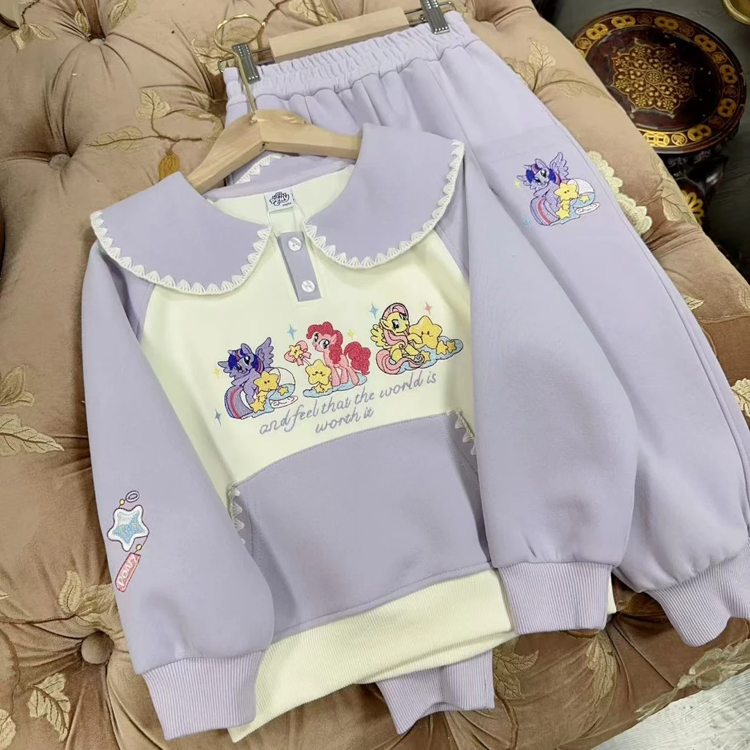 002星星宝莉25年早春款韩版拼接卡通春秋贝壳边刺绣套装长袖女童