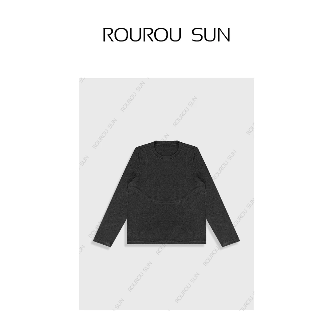 29051早秋款新款韩版圆领慵懒时尚百搭宽松休闲长袖打底衫女