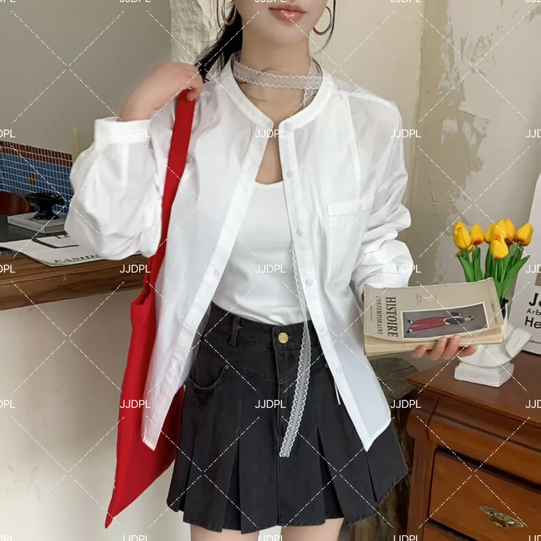 静静推荐 新款圆领洋气开衫衬衣22c2523