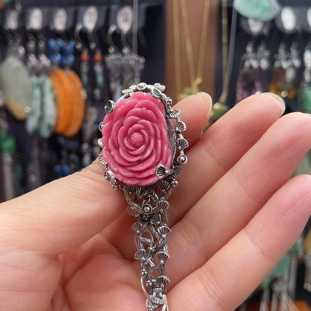 蔷薇辉石银S925镶嵌手绳?*头839ghjhg