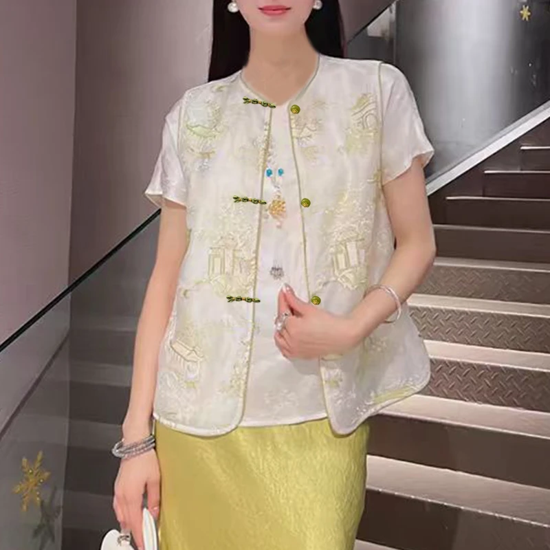 休闲刺绣马甲女气质时尚秋季返潮复古中国风提花绣花新中式民族风