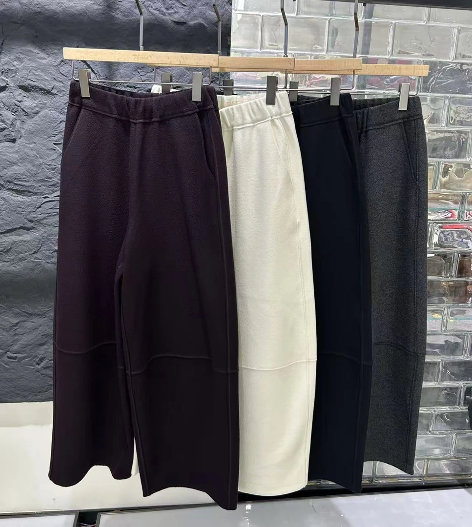 8555-3802 厚款加绒卫裤裤子弯刀阔腿子休闲裤