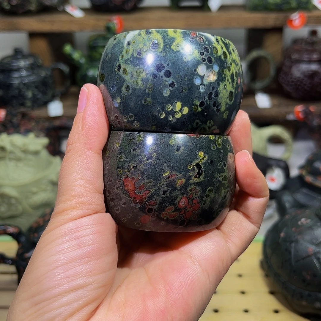 石材梅花玉安山玉2只