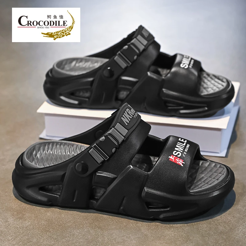 鳄鱼恤男士凉鞋夏季外穿防滑软底运动凉拖户外开车两用大码沙滩鞋