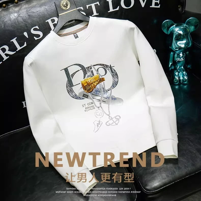 恩密比韦秋季套头卫衣男装帅气休闲衣服大码修身套头打底衫男士