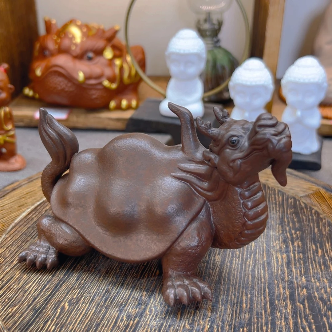 钢***儿紫砂茶宠紫砂紫泥龙龟