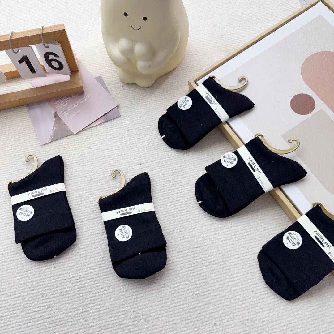 L6008-001 黑10双装 女款 松口袜  双边深色系桑蚕丝WG