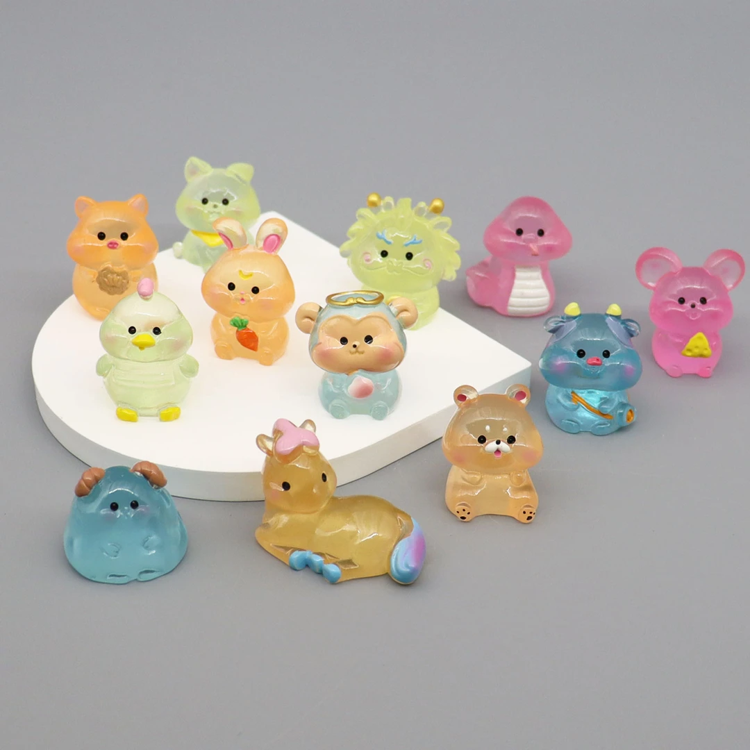 迷你十二生肖龙蛇全套动物摆件卡通车载桌面办公室盲盒模型小礼物