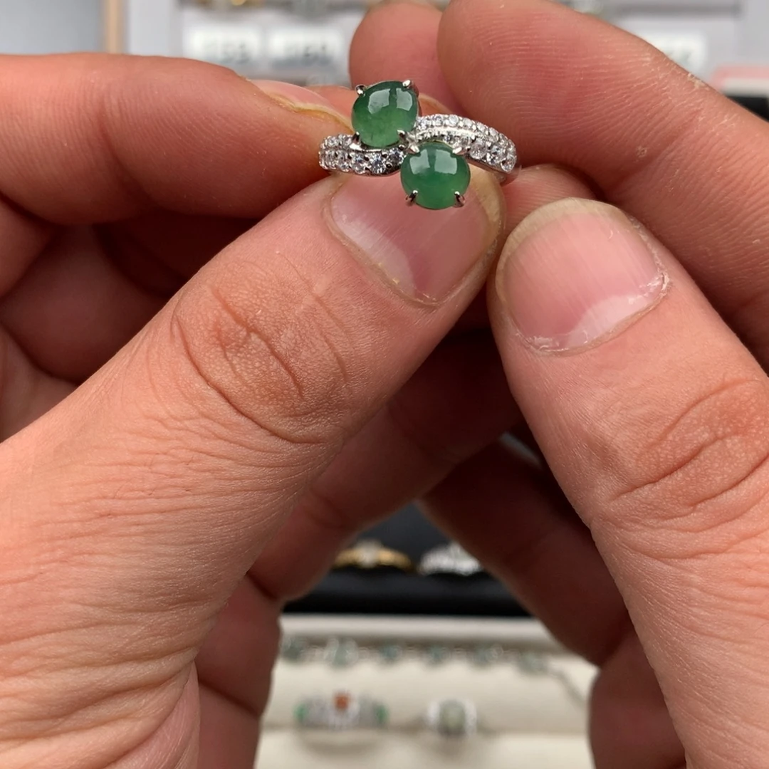 腊***宝翡翠银S925镶嵌戒圈256