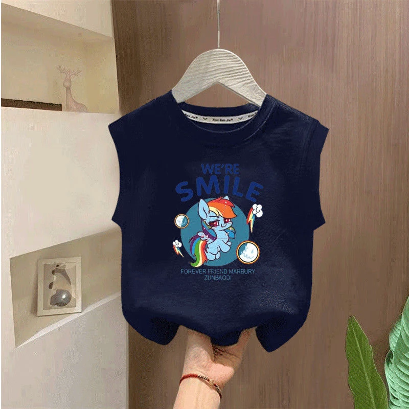 纯棉夏季儿童T恤无袖小马宝莉新款上衣女童宝宝可爱背心ins爆款t