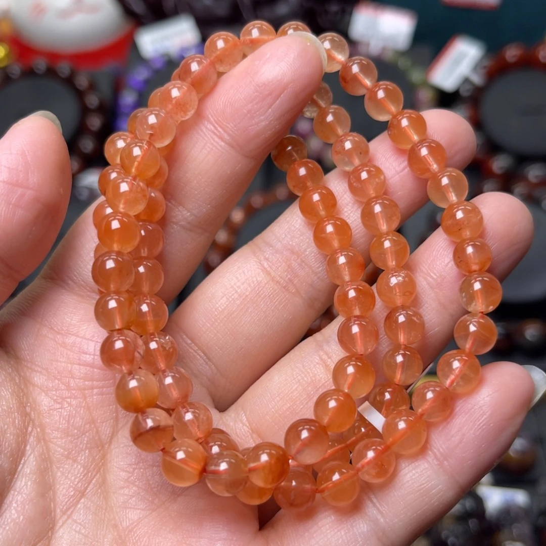 水晶手链未镶嵌红兔毛多圈6mm