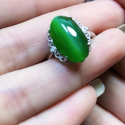 和田玉银S925镶嵌戒指