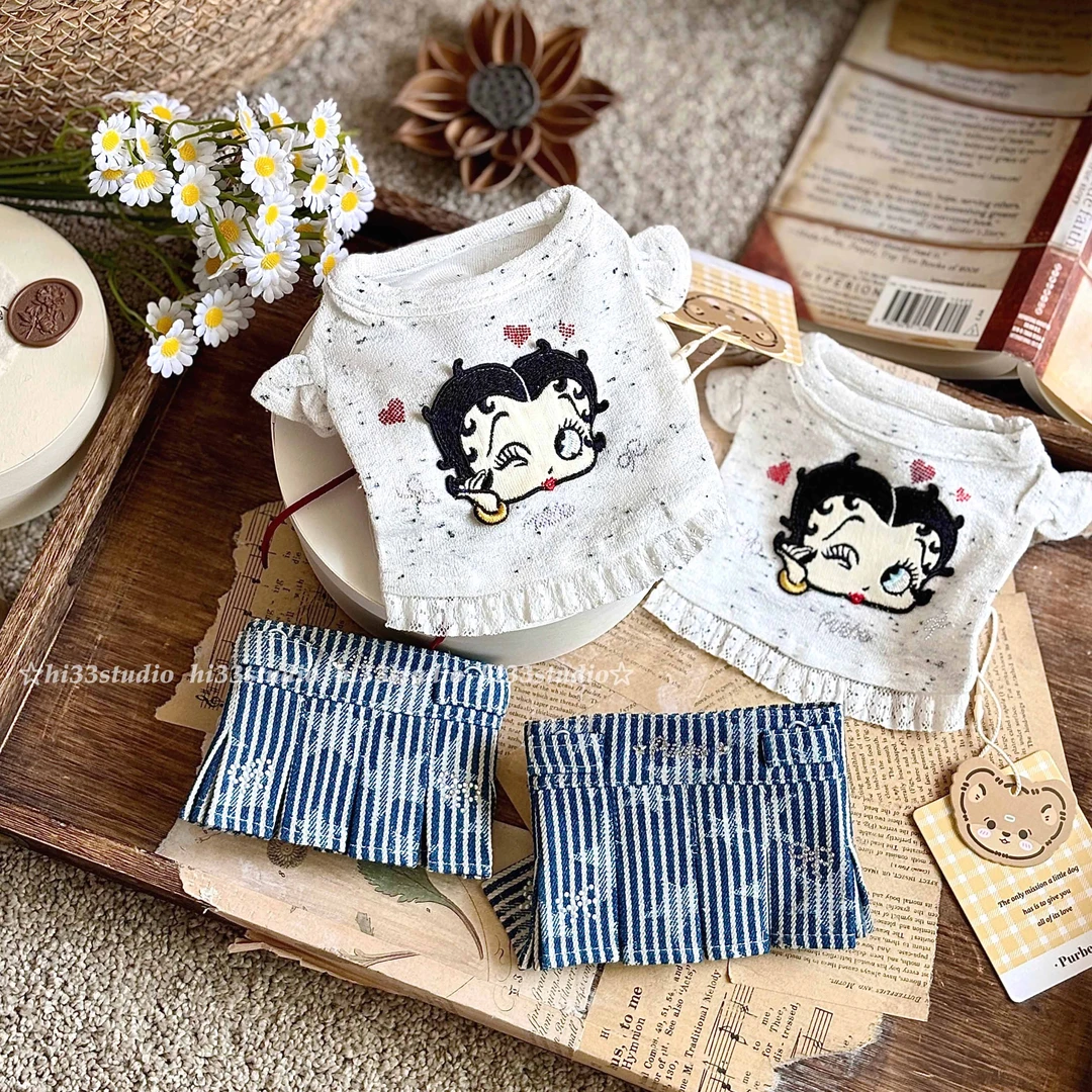 Purbe噗比贝蒂小姐宠物衣服短款T恤刺绣韩国狗狗小型犬马尔济斯