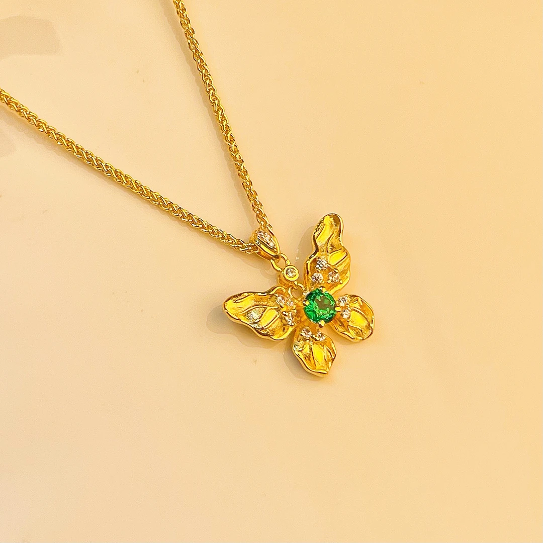 培育祖母绿-中国好珍宝【122】祖母绿蝴蝶吊坠【赠链子】【质检发货】