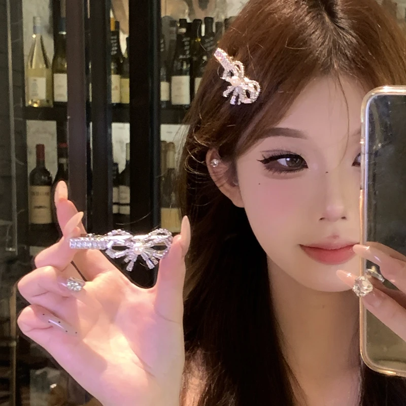 韩系ins女团风满钻蝴蝶结发夹精致百搭优雅气质爆闪发饰