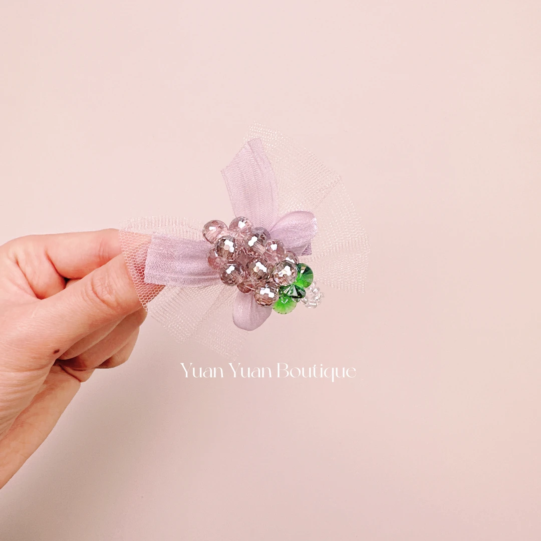 顶档韩式水晶钻葡萄蝴蝶结鸭架一字夹简约刘海夹边夹发夹发饰女