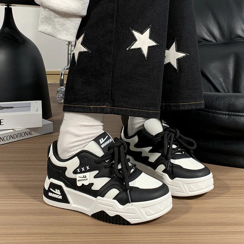 回力黑白熊猫厚底板鞋女2025春季新款百搭网面透气运动休闲小白鞋