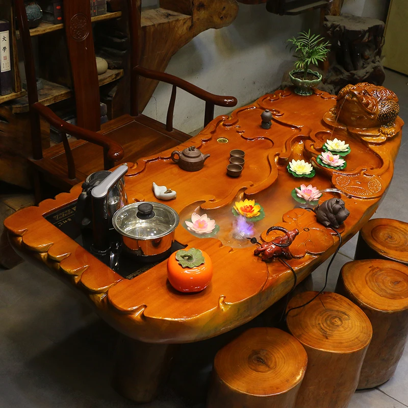 楠木根雕茶台整体树根茶桌椅组合茶几木雕树头实木HC10468